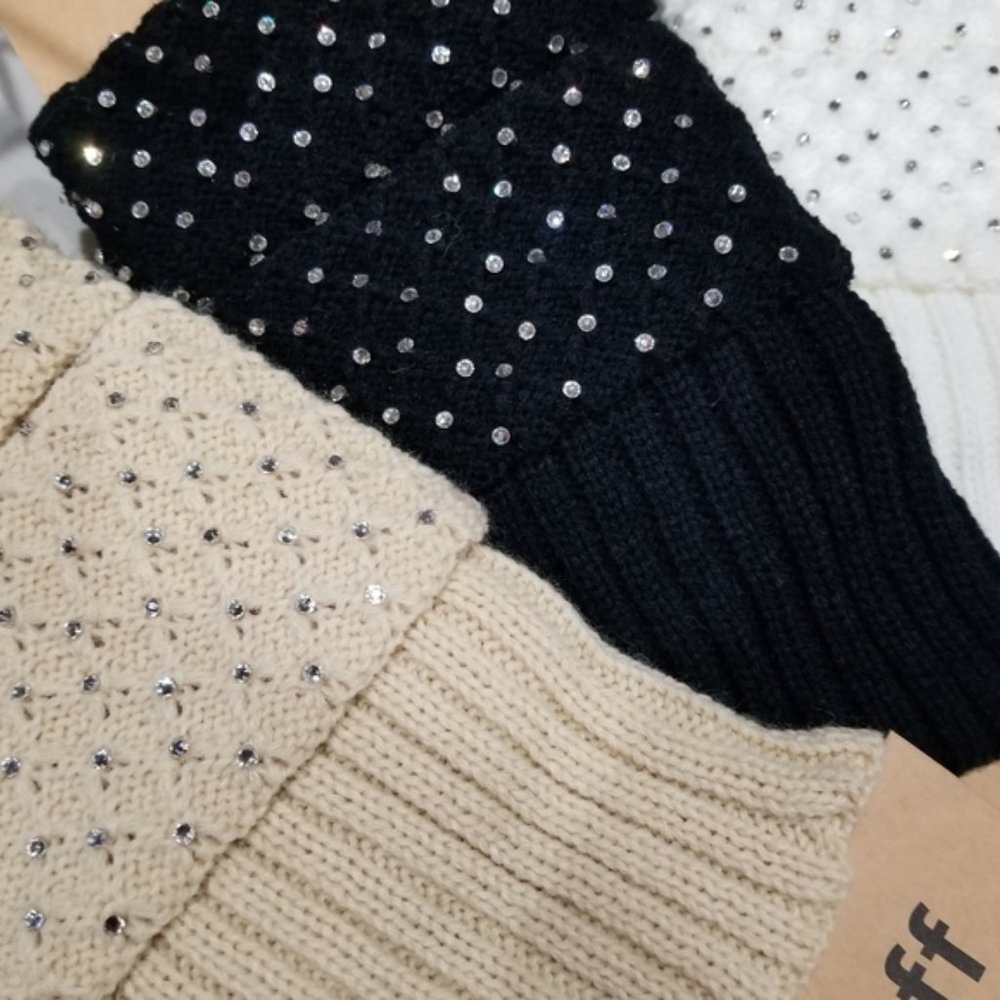 CREAM OR TAN KNIT BOOT CUFFS - Picture 2 of 4